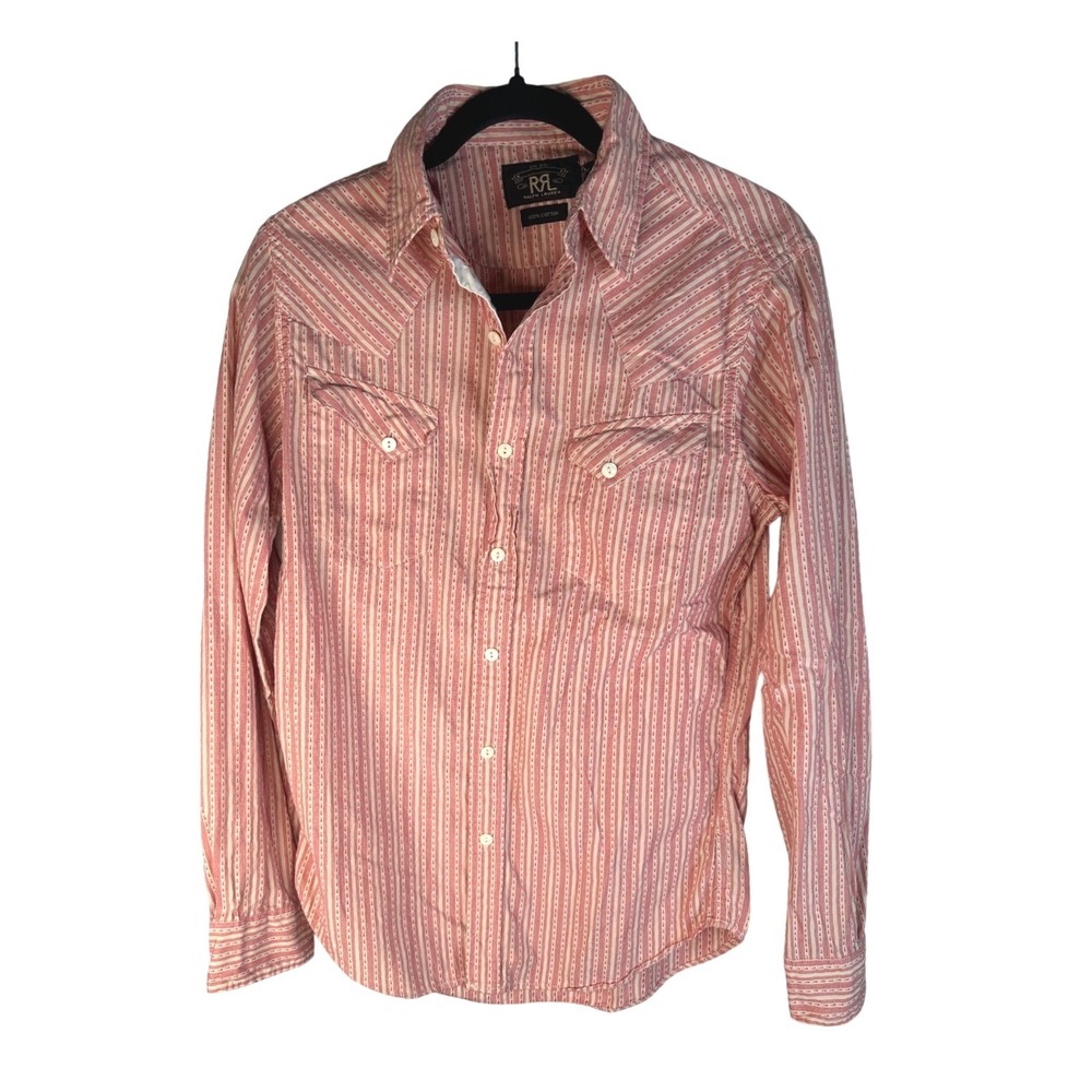 RRL Ralph Lauren Men's Red Stripe Dobby Western Button Down Shirt Size Small